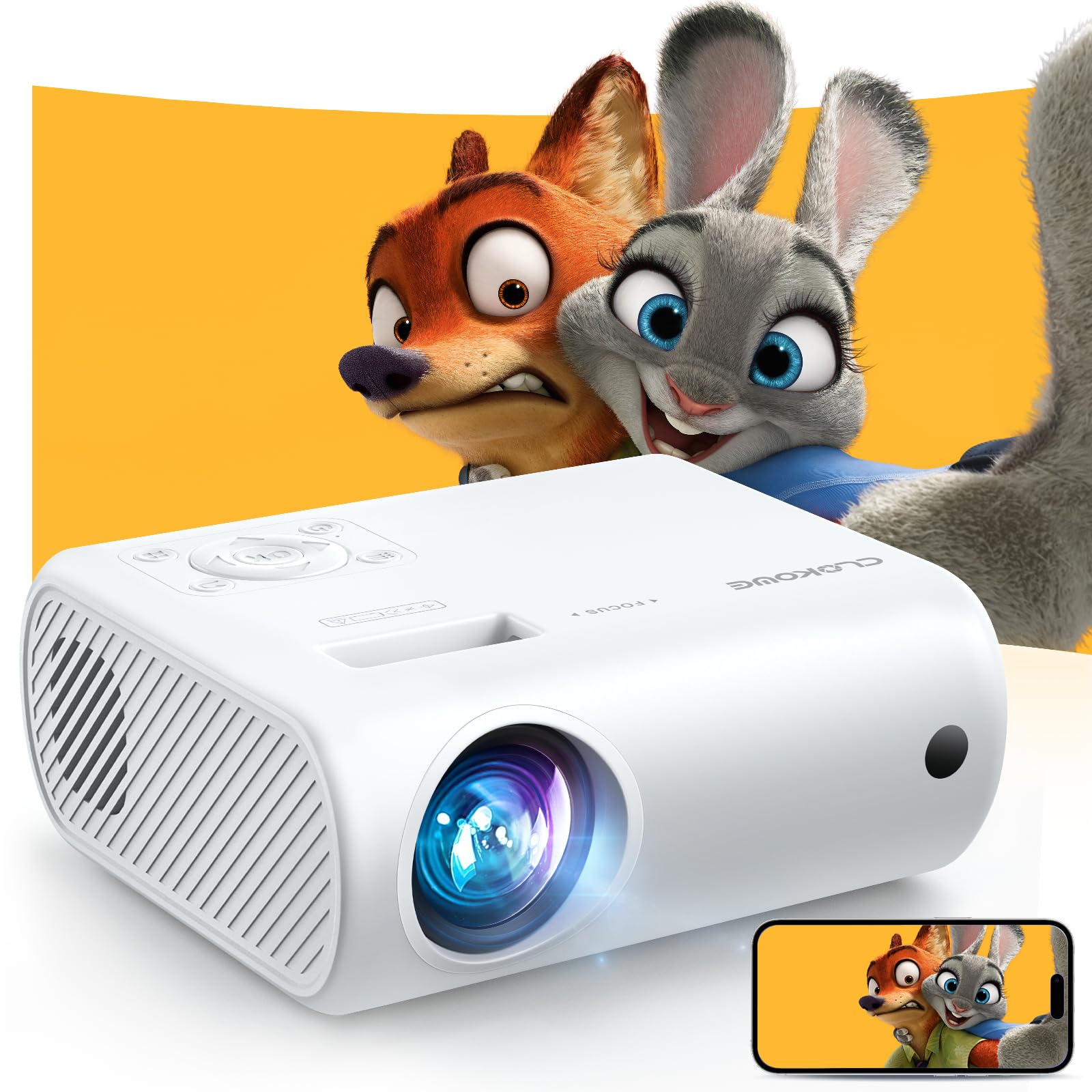 CLOKOWE 2024 Upgraded Mini Projector - 9000 Lux Full HD 1080P Portable Movie Projector for iOS, Android, Tablet & Laptop - Perfect for Home Theater, Outdoor Movies, and Business Presentations