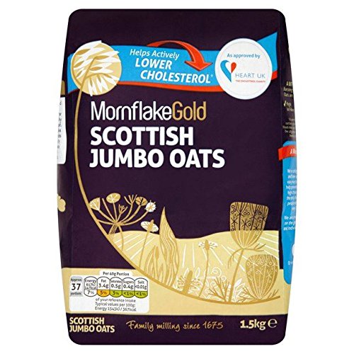 Organic Mornflake Scottish Jumbo Rolled Oats 1.5kg (3.3lb) - Whole Grain, Gluten Free Breakfast Cereal - Perfect for Oatmeal, Baking & Smoothies