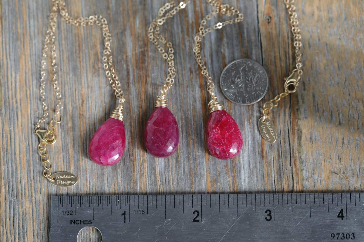 Genuine Ruby Gemstone Pendant Necklace - July Birthstone Jewelry for Women - Elegant Birthday Gift Idea for Her - Perfect for Anniversaries, Valentine's Day & Special Occasions