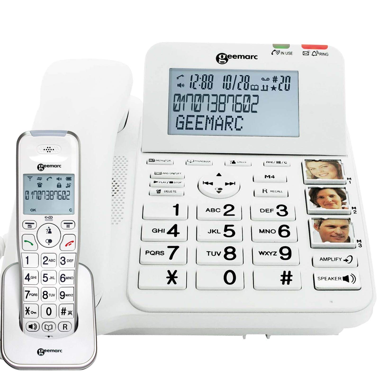 Geemarc Amplidect 295 Combi - Amplified Corded & Cordless Phone with Answering Machine, Large Buttons for Seniors & Hearing Impaired - Hearing Aid Compatible (UK Version) - Perfect for Home, Office & Elderly Care Facilities