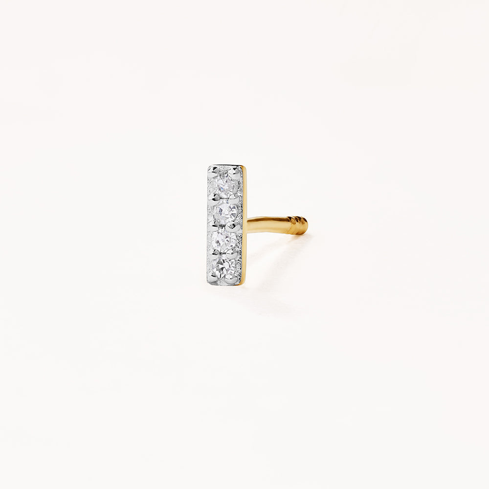 10k Gold Diamond Letter I Single Stud Earring - Elegant Initial Jewelry for Women, Perfect for Gifts, Everyday Wear & Special Occasions
