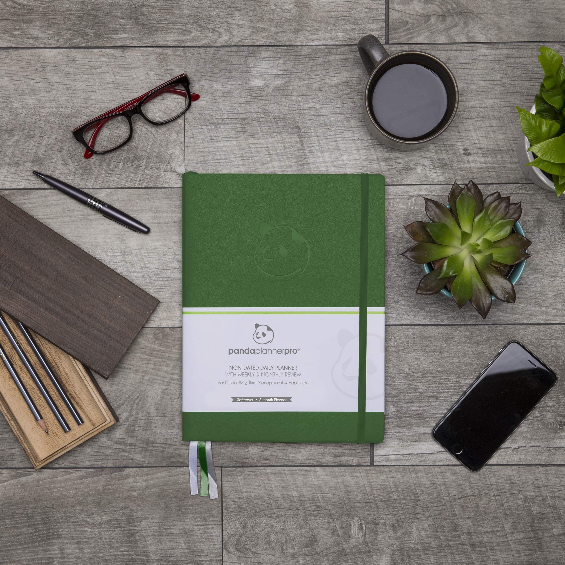 Green Pro Undated 6-Month Daily Planner with Spring Sticky Notes - Productivity Planner & Organizer for Work, School, Goal Setting | Perfect for Office, College Students, Time Management & Journaling