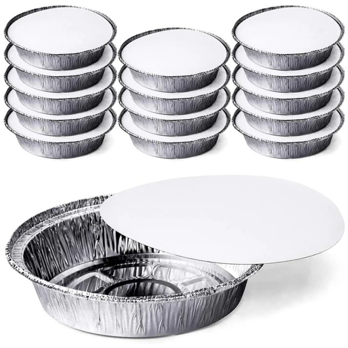 Nicole Fantini 9-Inch Round Aluminum Foil Pans with Board Lids - 250-Pack Disposable Takeout Containers for Baking, Roasting & Oven Use | Perfect for Meal Prep, Catering & Party Food Storage