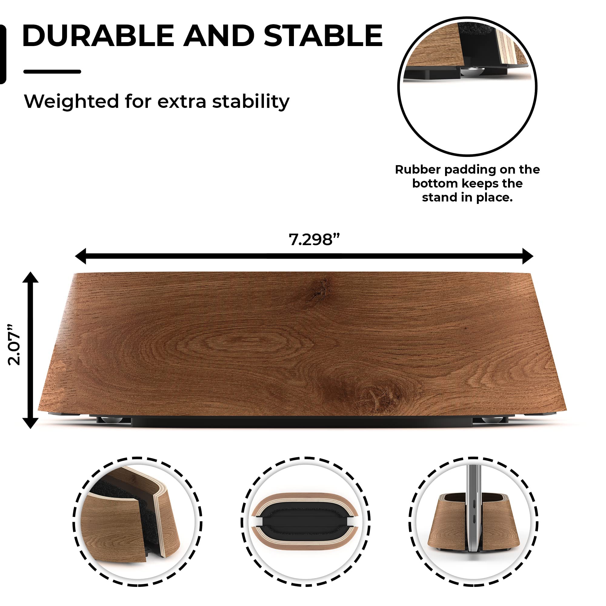 HumanCentric Vertical Laptop Stand with USB-C Docking Station - Ergonomic Wooden Stand & 87W Charger for MacBook/Windows - Space-Saving Desk Organizer for Home Office & Workspace Productivity