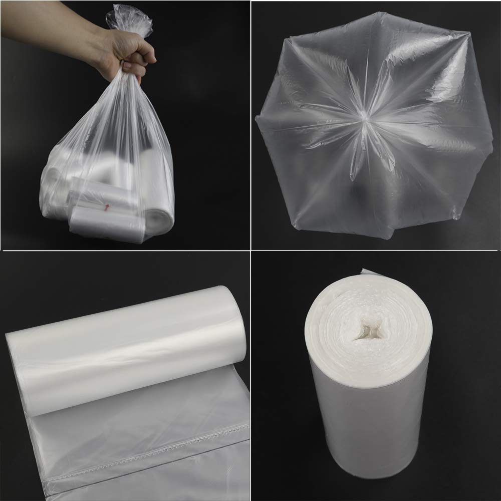 Vababa 1.2 Gallon Clear Small Trash Bags - 225 Count Bathroom Garbage Bags for Waste Bins, Office, Kitchen, Bedroom & Bathroom Use