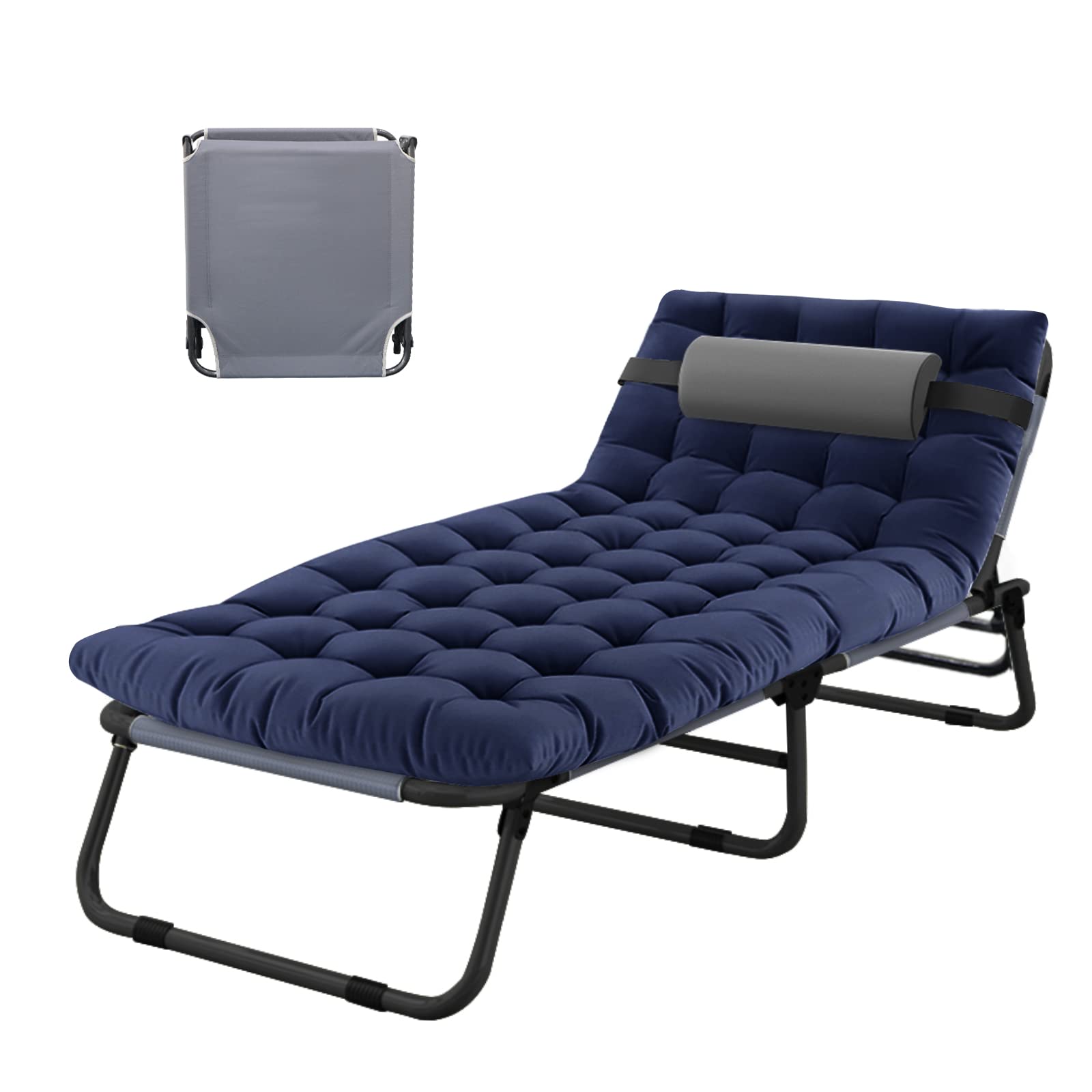 FICISOG Foldable Bed Cot with Mattress - Portable Folding Bed for Adults, Home Guests, Camping & Travel - Compact for Outdoor, Beach & Vacation Use