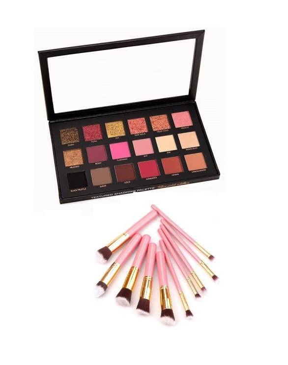 18-Color Rose Gold Eyeshadow Palette & 10-Piece Pink Makeup Brush Set – Perfect for Professional Makeup Artists & Beginners | Gift Set for Holidays, Birthdays & Special Occasions