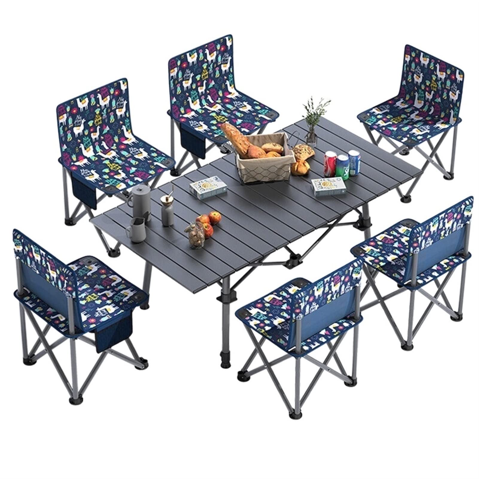 KIRANDY Portable Picnic Table & Chair Set - Lightweight Aluminum Folding Camping Table with 7-Piece Set & Carry Bag - Perfect for Outdoor Travel, Beach, Backyard, and Tailgating