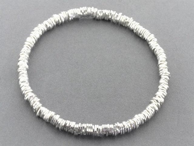 Stacked Sterling Silver Bangle Bracelet with Irregular Disc Beads - Perfect for Boho Chic & Everyday Wear