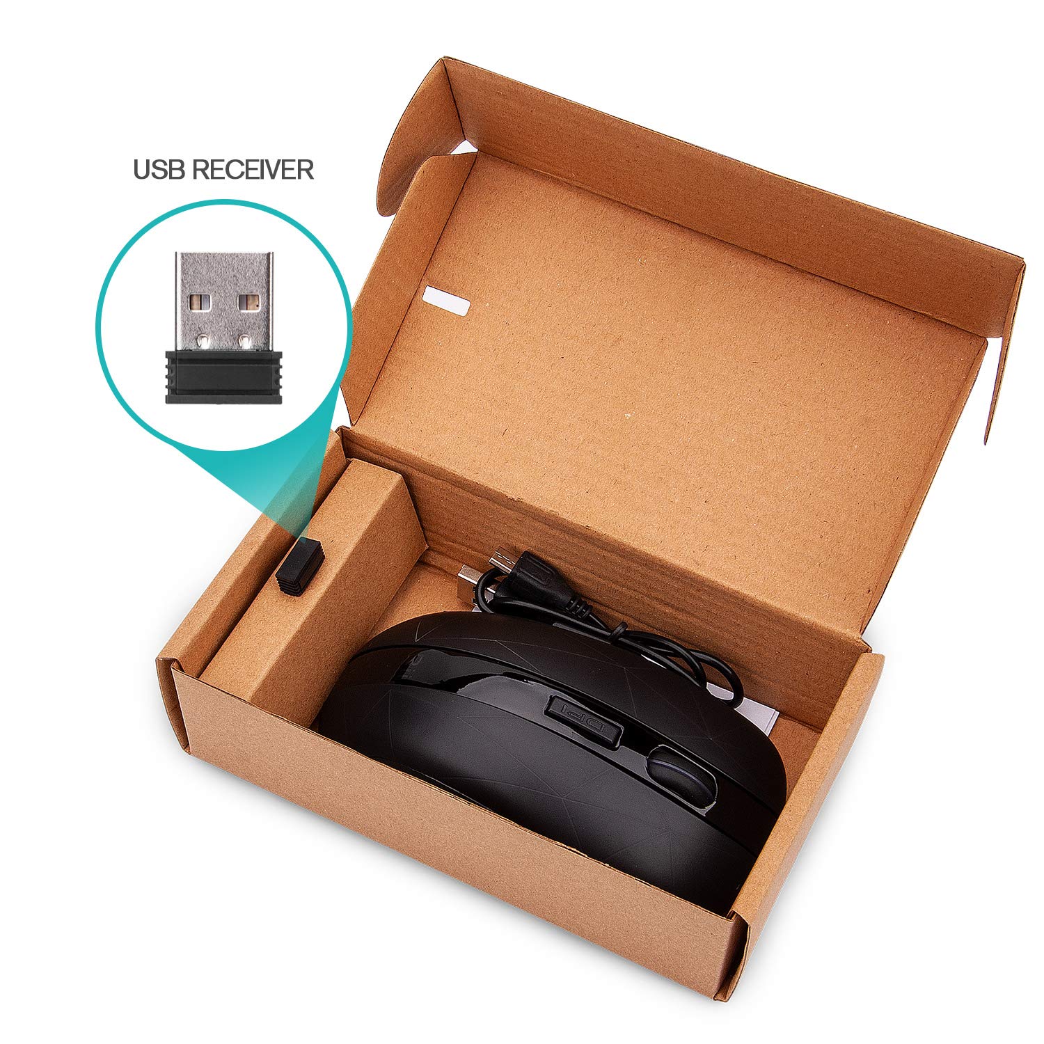 Rii RM200 Wireless RGB Rechargeable Mouse - 6 Buttons, 3 Adjustable DPI Speeds, USB Nano Receiver for PC Laptop MacBook - Perfect for Gaming, Office Work & Home Use