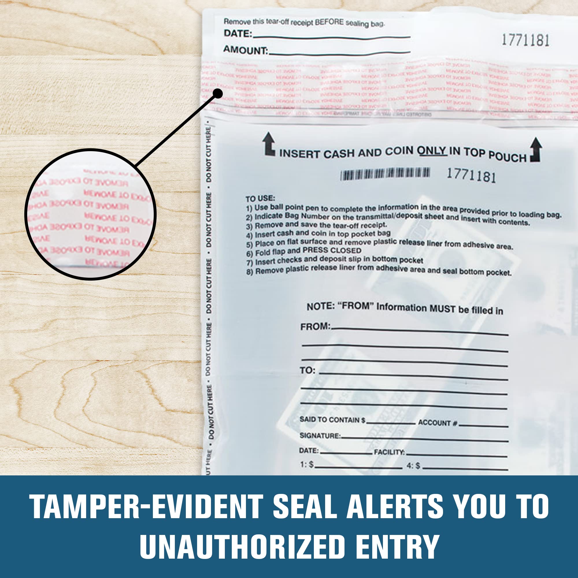 BankSupplies Tamper Evident Dual Pocket Security Bags for Cash - 9