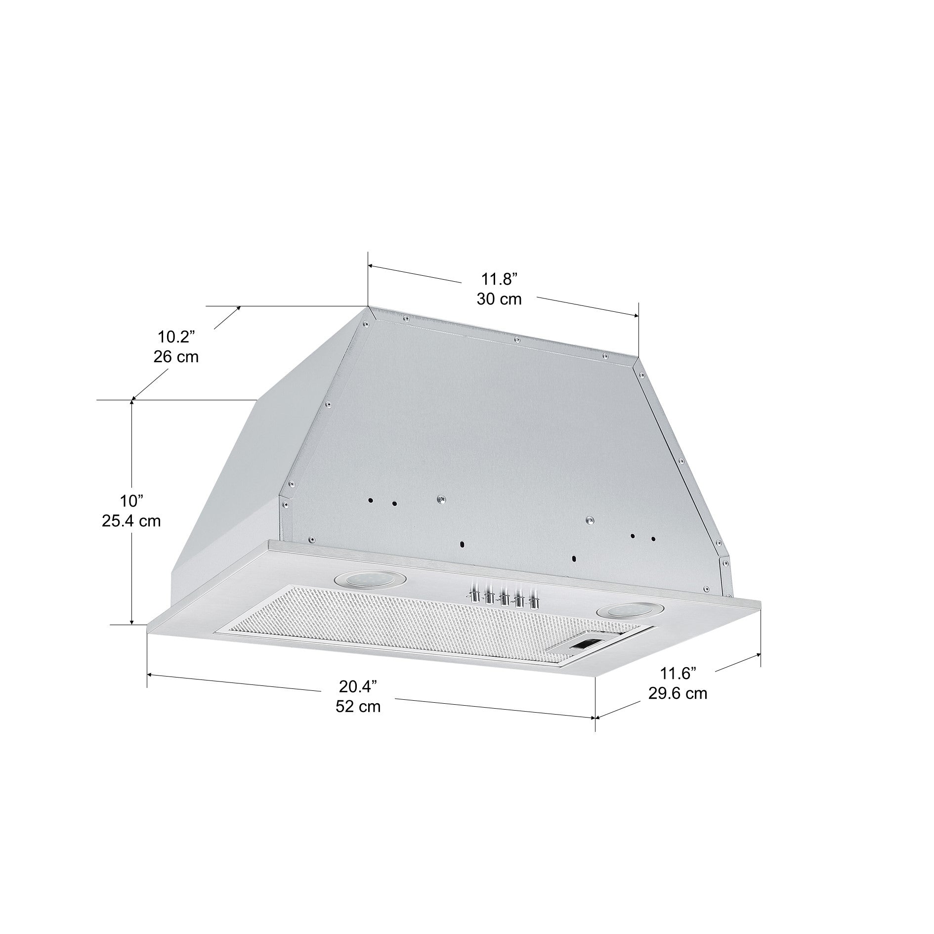 20 in. B24A Stainless Steel Built-In Range Hood - Powerful Kitchen Ventilation for Smoke & Odor Removal