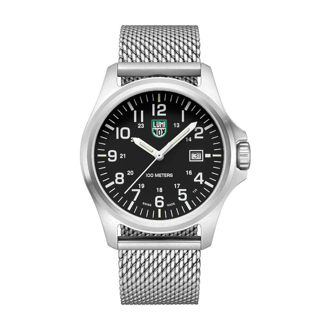 Luminox G Patagonia Men's Diver Watch 43mm - Swiss Made Automatic Date Function - 100m Water Resistant for Scuba Diving & Outdoor Adventures - Black/Silver/Blue Options