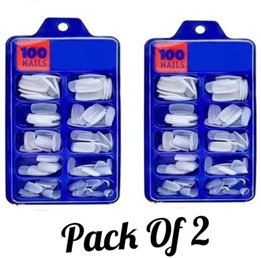 ClubBeauty 100Pcs Acrylic Fake Nails Set - 2 Pack French Tip Press on Nails with Glue for Women, Perfect for Parties, Weddings & Daily Wear