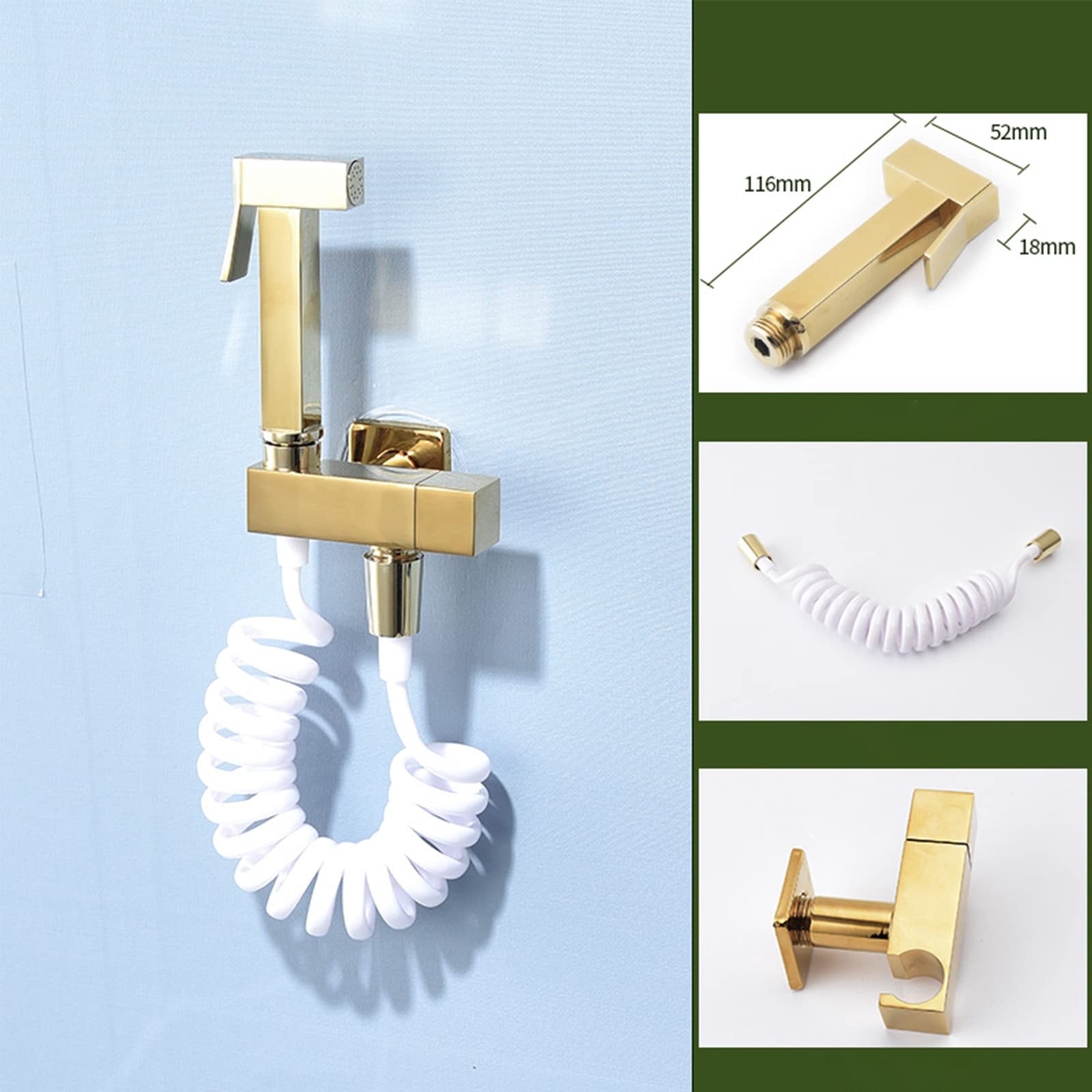 Handheld Bidet Sprayer for Toilet - Adjustable Water Pressure Gold Cloth Diaper Sprayer Set with Retractable Spring Hose | Perfect for Feminine Hygiene, Baby Care, Pet Washing & Household Cleaning