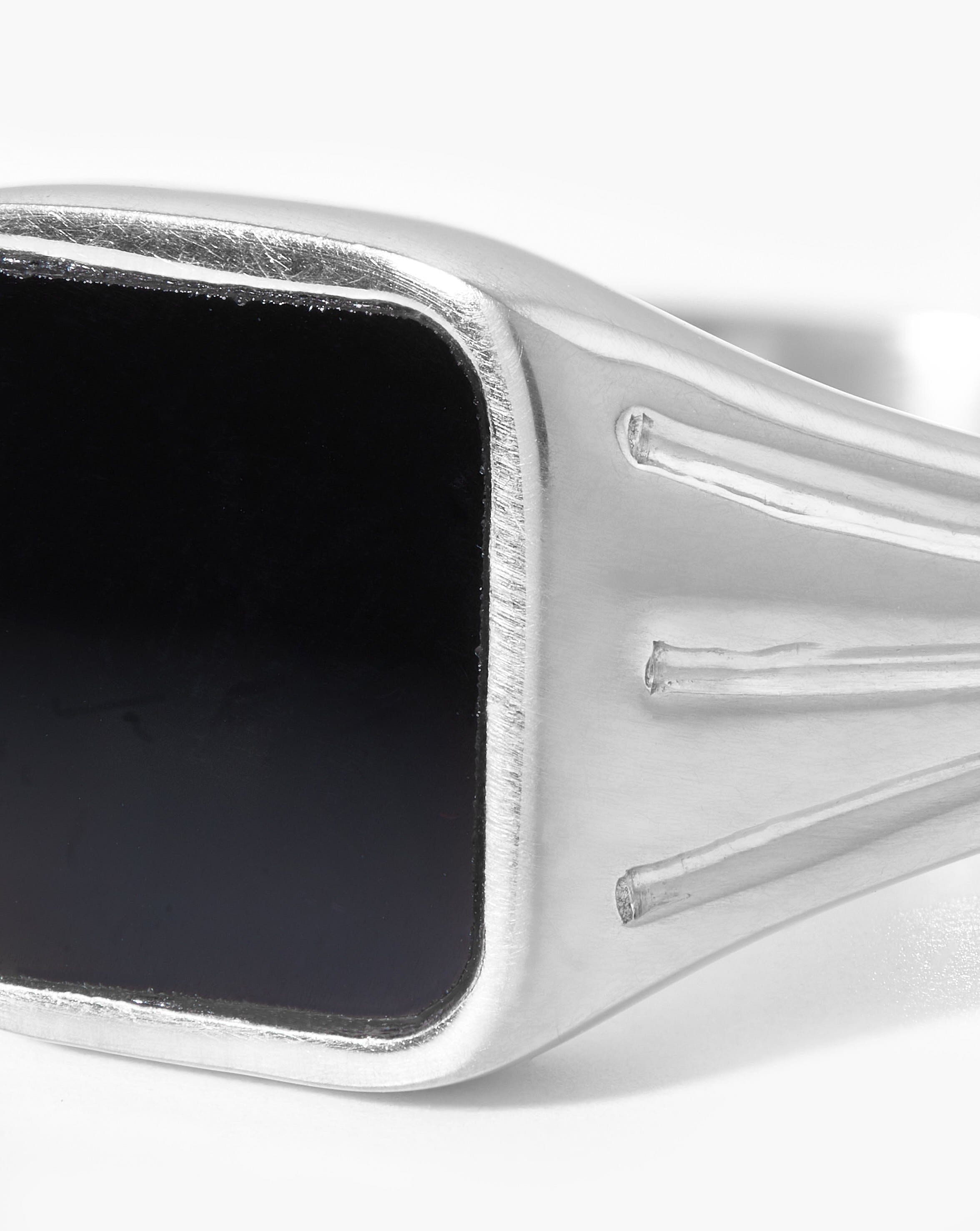 Lucy Williams Square Signet Ring - Sterling Silver with Black Spinel | Elegant Minimalist Jewelry for Women | Perfect for Everyday Wear, Gifts & Special Occasions