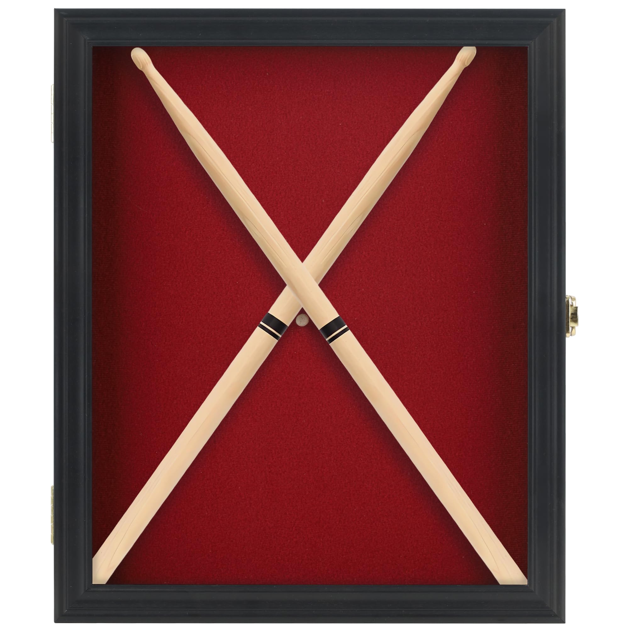 Premium Drum Stick Display Case Shadow Box Wall Cabinet with Door - CD22 (Black) - Perfect for Showcasing Drumsticks, Memorabilia & Collectibles in Music Studios, Theaters & Home Decor