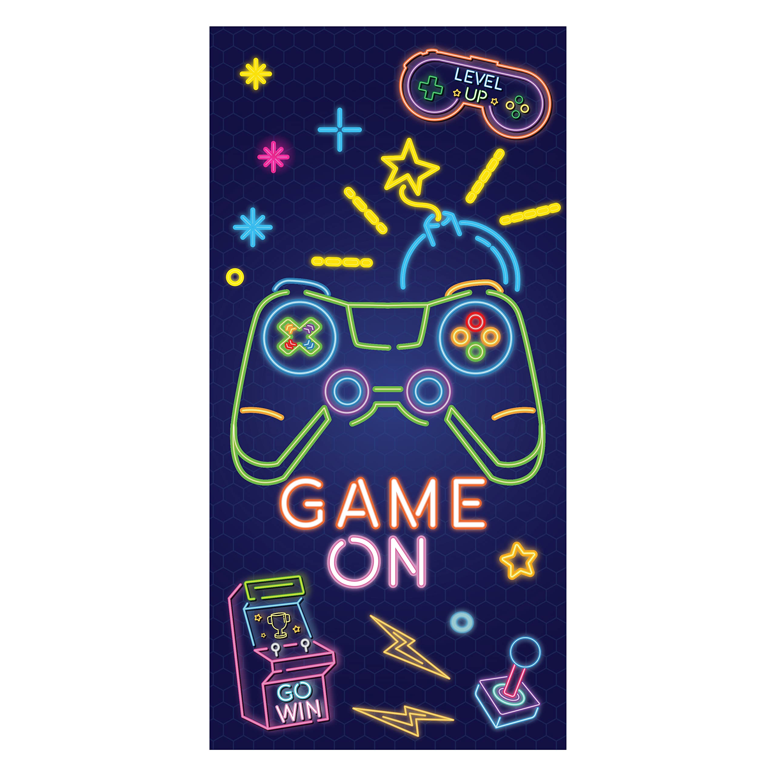 **RHORSE Neon Video Game Beach Towel for Kids - 30 x 60 Inch Microfiber Quick Dry, Sand-Free, Super Absorbent - Perfect for Pool, Beach, Travel, Camping & Summer Parties**    *(Use Cases: Ideal for swimming, beach outings, poolside lounging, sports events, travel, camping, and summer parties!)*