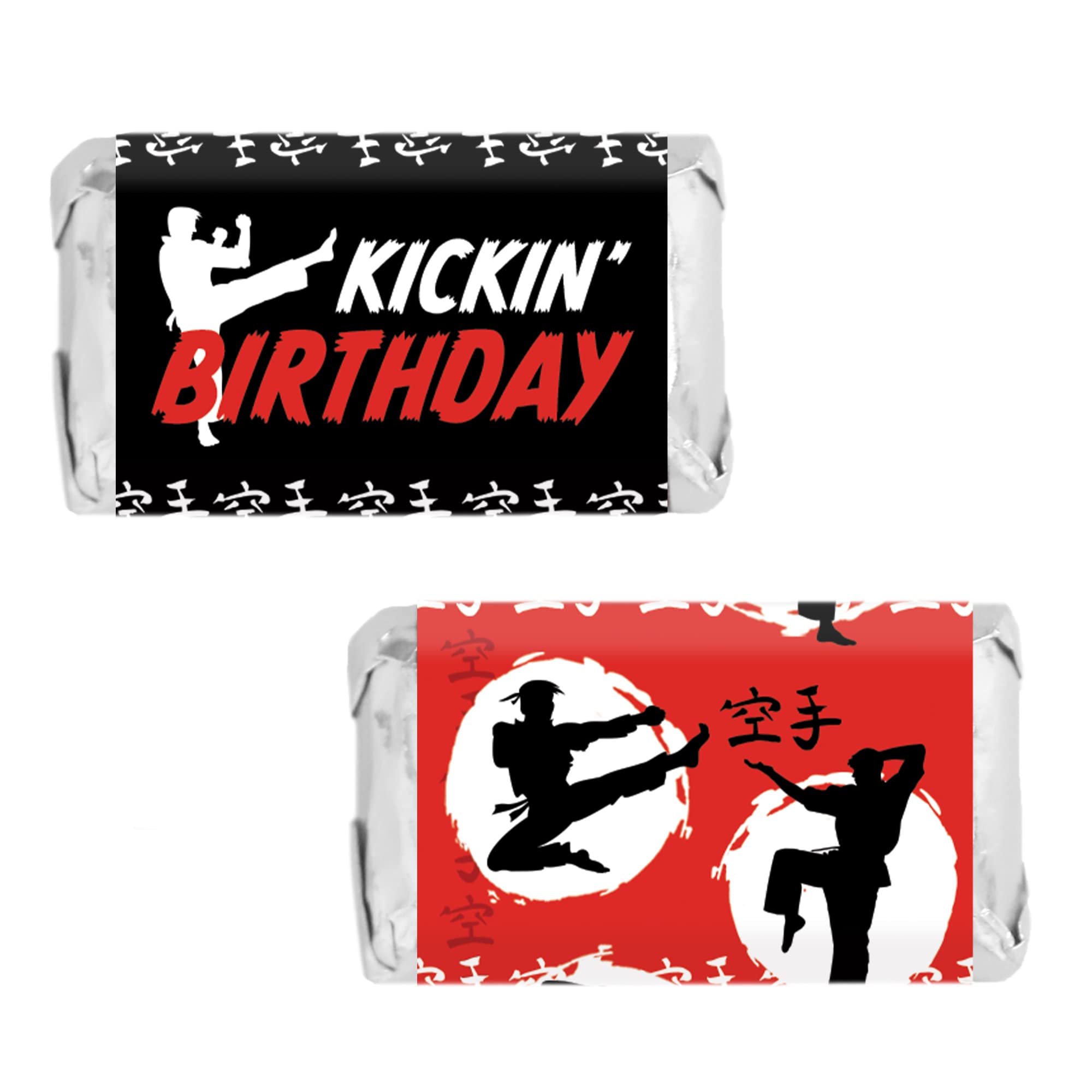 Karate Birthday Party Mini Candy Bar Labels - 45pcs Martial Arts Themed Stickers for Party Decorations & Favors | Perfect for Dojo Celebrations, Kids Karate Parties & Ninja Themed Events