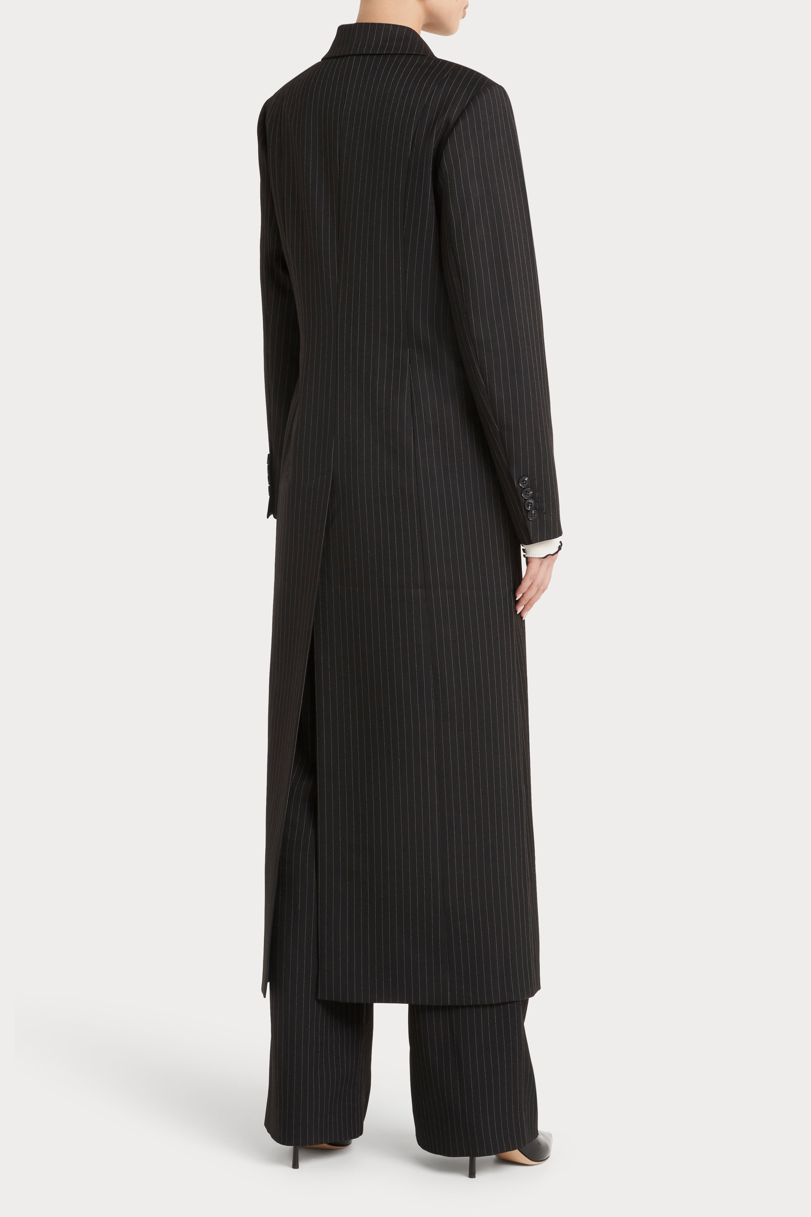 Husk Noir Coat - Premium Pinstripe Wool Overcoat for Men | Stylish Winter Outerwear for Business & Formal Occasions