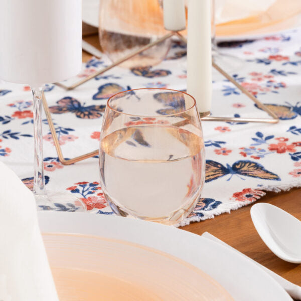 12 oz. Peach Transparent Stemless Wine Glasses Set of 6 - Perfect for Wedding Favors, Bridal Showers, and Elegant Dinner Parties