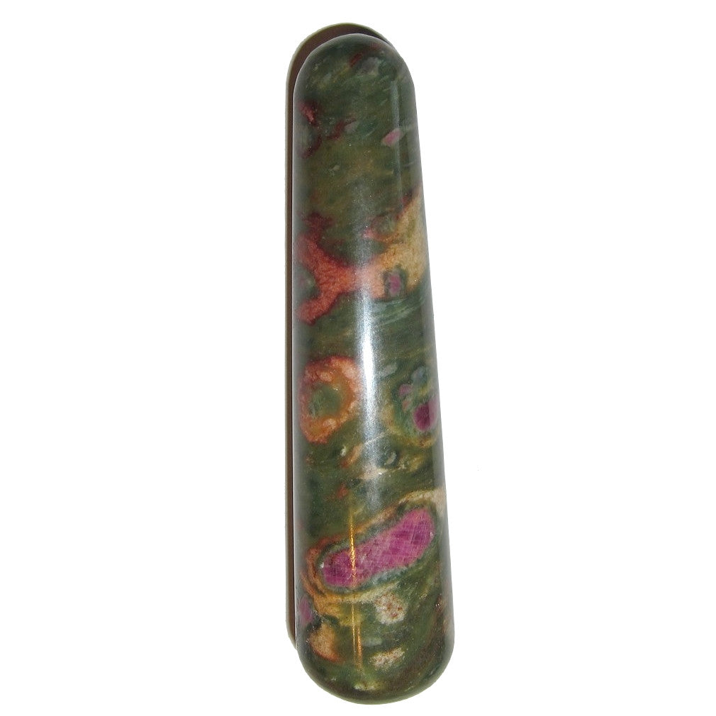 Ruby Zoisite Massage Wand - Natural Abundance Stone for Stress Relief & Energy Healing - Perfect for Meditation, Reiki, and Holistic Wellness Practices
