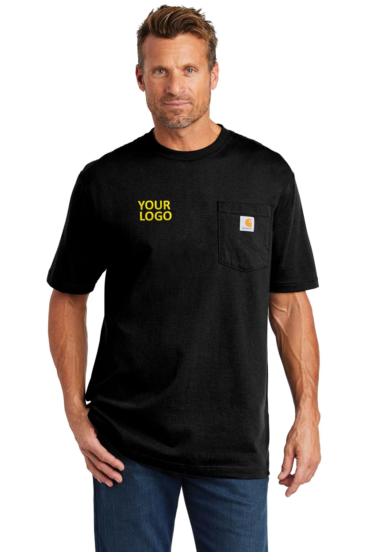Carhartt Workwear Custom Pocket T-Shirts for Men - Durable Black Cotton Tee for Construction, Farming & Outdoor Work
