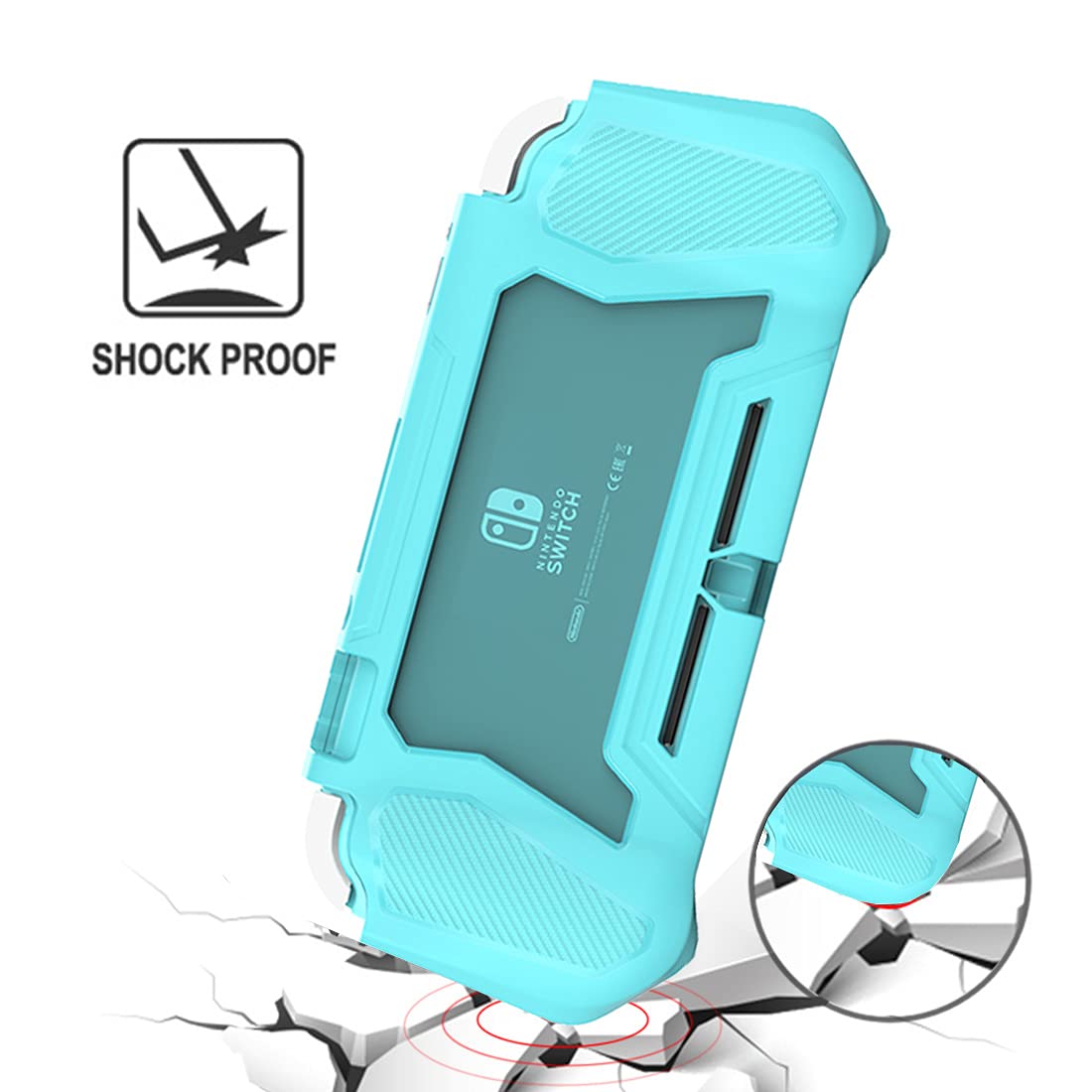 Durable Nintendo Switch Lite Protective Case with Detachable Screen Protector & Ergonomic Hand Grip - Compatible with 2019 Switch Lite (Blue) | Perfect for Gaming On-The-Go & Travel Protection