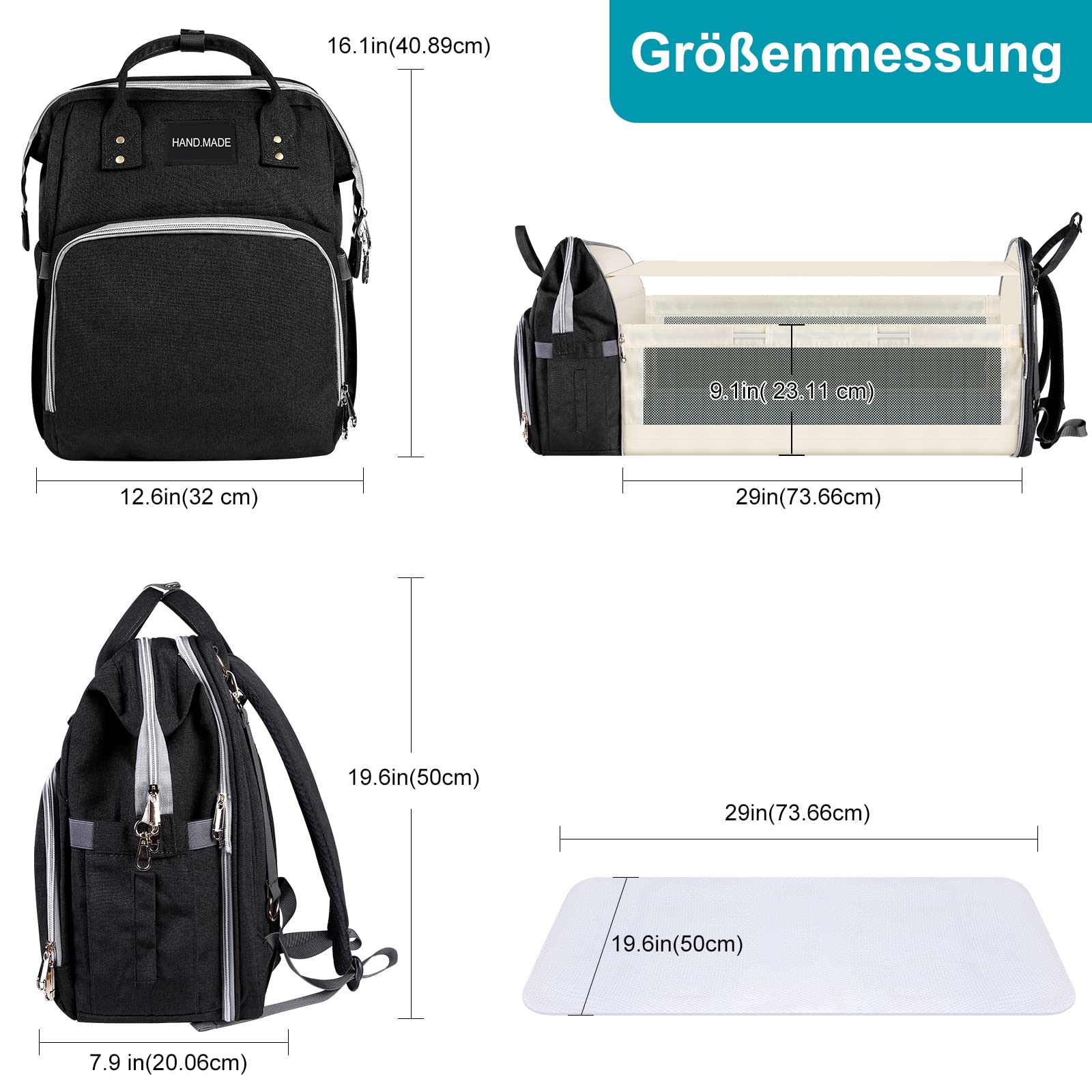 Waterproof Diaper Backpack with Changing Station - Multifunctional Baby Travel Bag for Parents | Perfect for Daycare, Outings & Airplane Travel