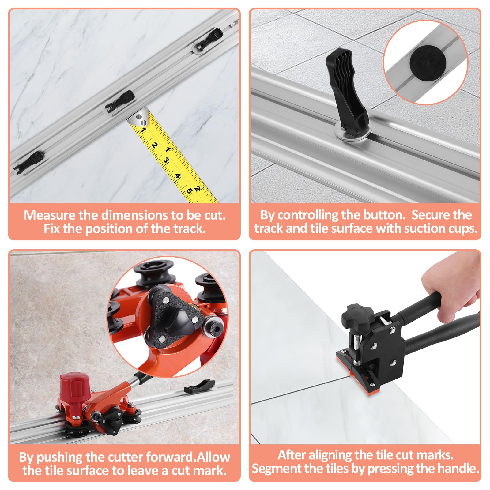 Flytohom 102-Inch Large Format Tile Cutter with Carrying Case - Manual Porcelain & Ceramic Tile Cutter for 0.12