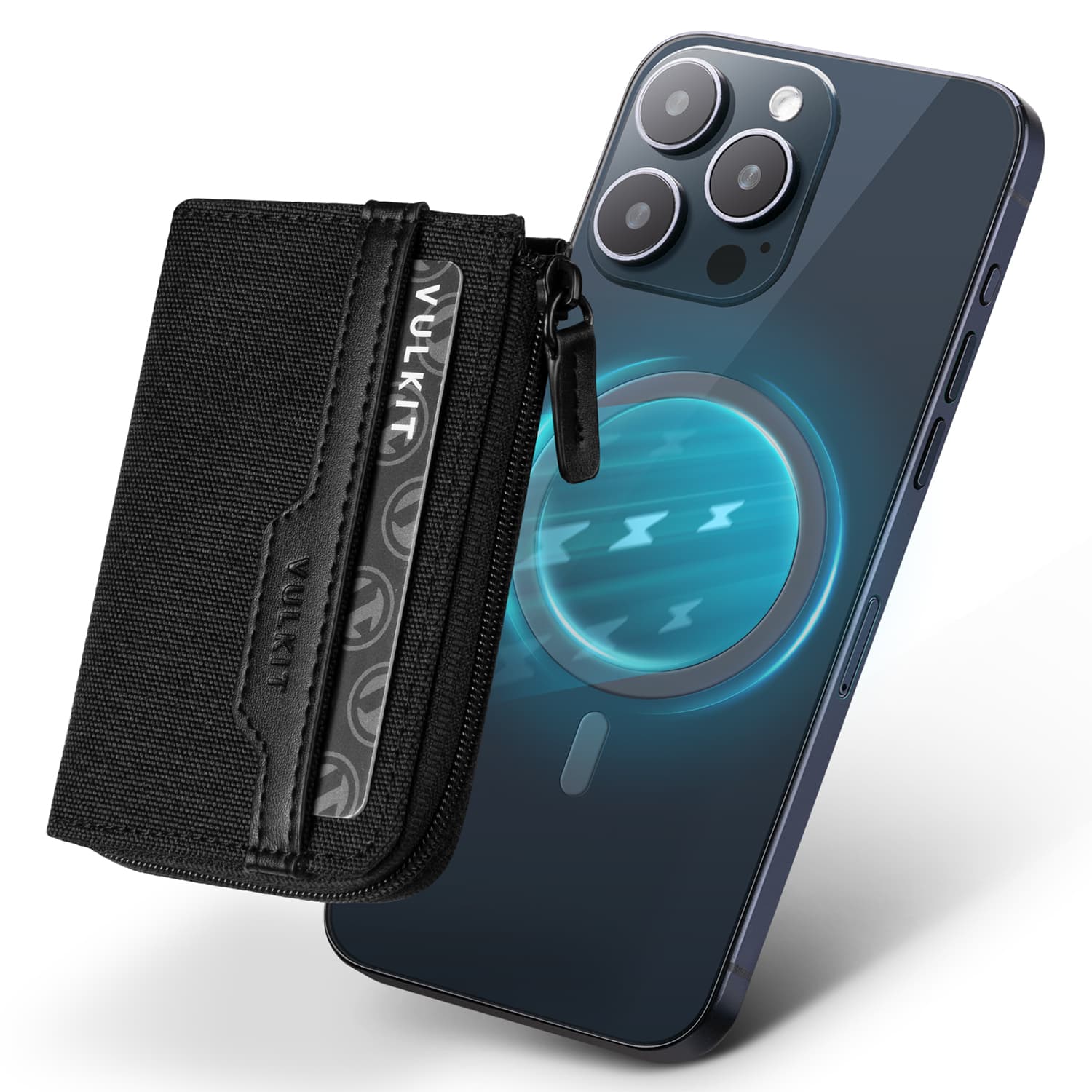VPA113 Magnetic Card Wallet with RFID Blocking - Slim & Secure for iPhone 15/14/13/12 Series | Perfect for Travel, Work & Everyday Use (Black)