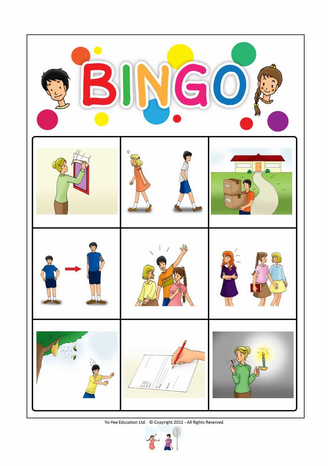 Phrasal Verbs Flash Cards with Bingo Game - Vocabulary Learning Cards for Toddlers, Kids & Adults | ESL, Classroom & Homeschool Activities