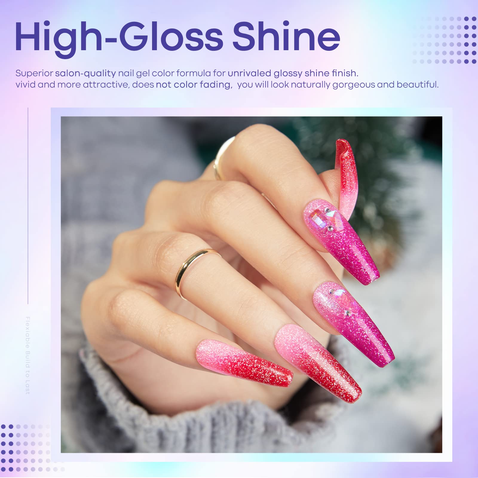 MODELONES Mood Gel Nail Polish Set - 6 Color Changing Temperature Sensitive Gel Polish Kit with Red, Blue & Glitter Shades | Soak Off UV/LED Gel for DIY Home Manicure | Perfect for Christmas Gifts, New Year Holidays & Salon Use