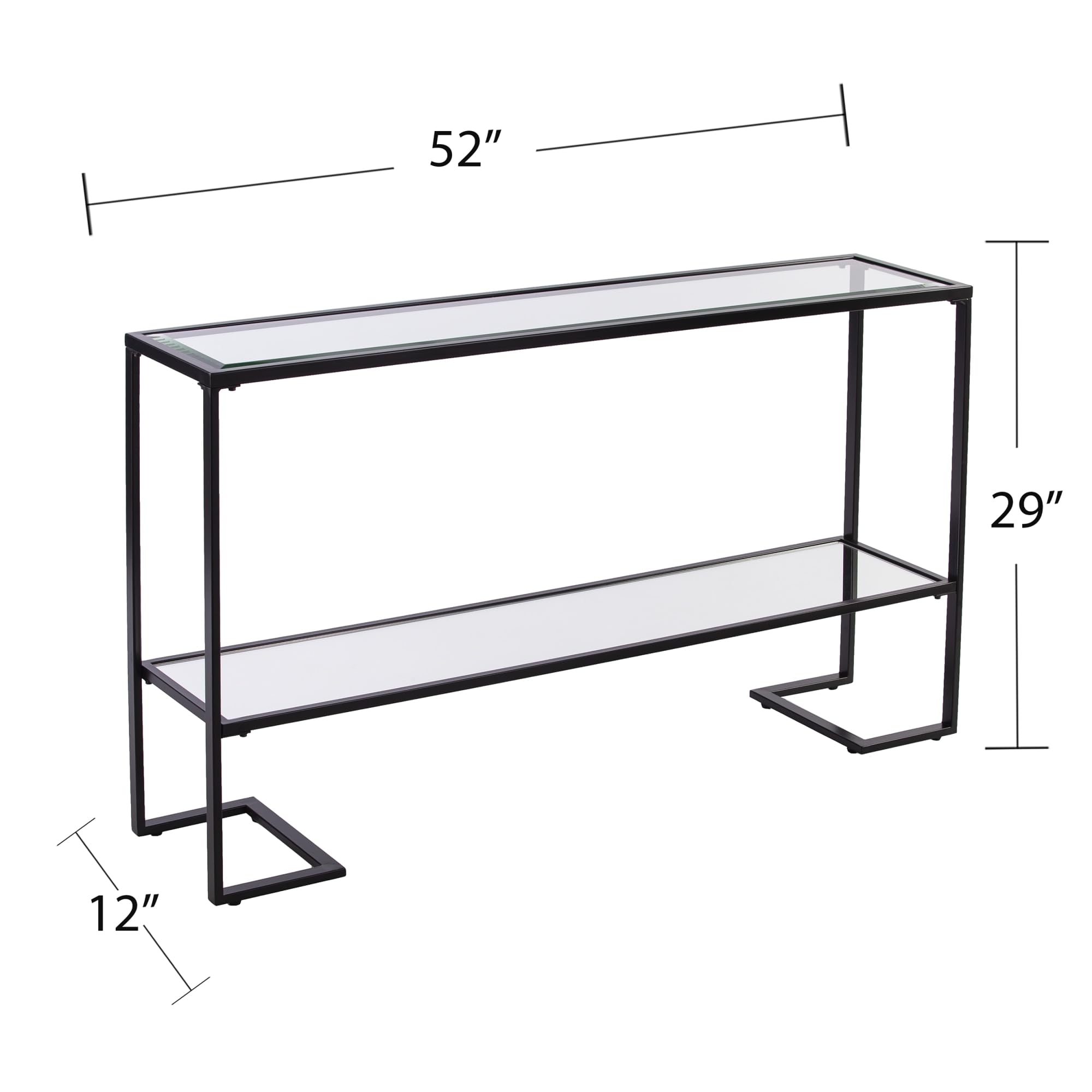 Southern Enterprises SEI Horten Black Glass Console Table - Elegant Entryway Furniture for Hallway, Living Room & Foyer Decor