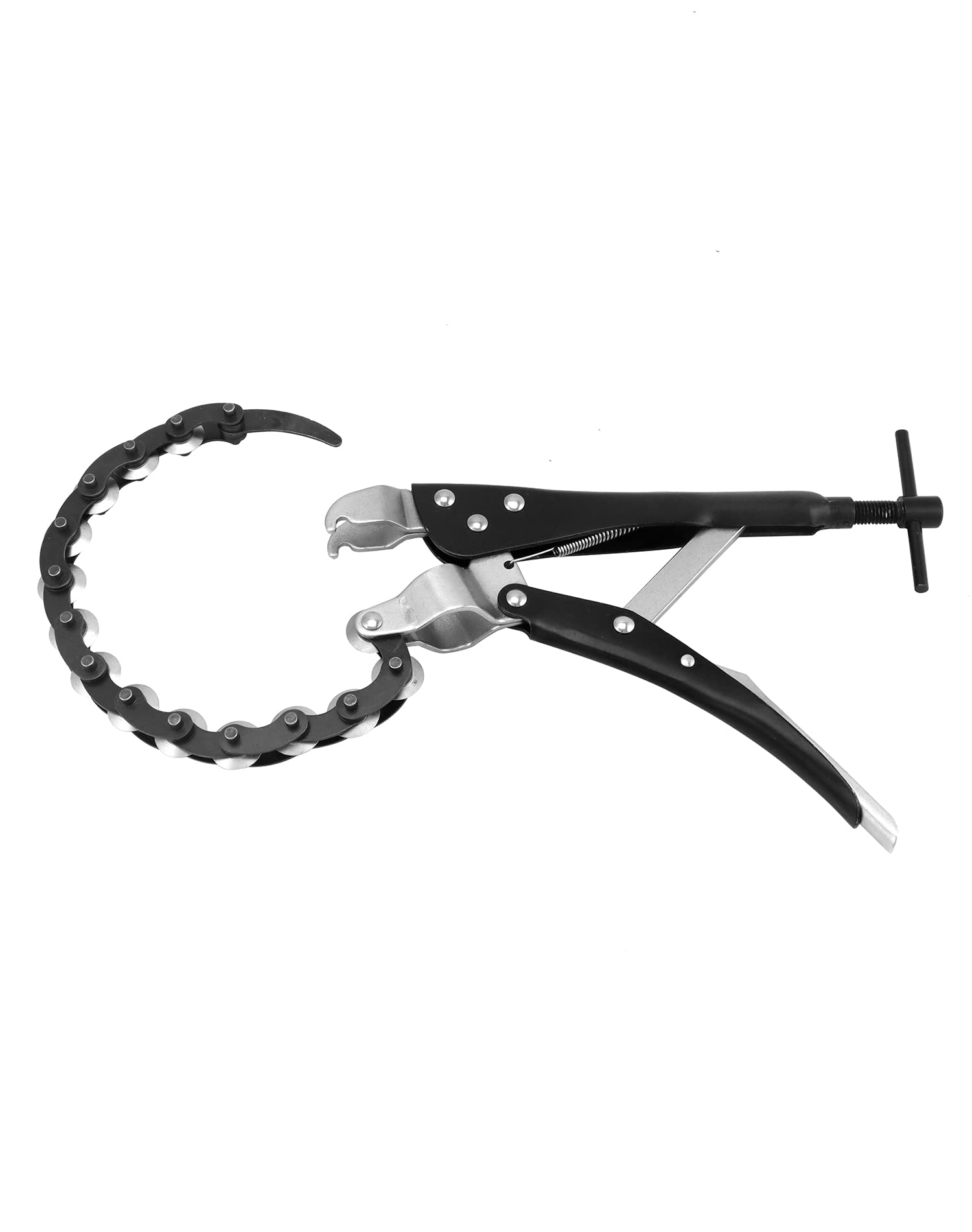 QWORK Heavy Duty Exhaust Pipe Cutter - Professional Black Carbon Steel Chain Tailpipe Cutting Tool with Replaceable Wheels for Automotive Repair & Muffler Installation