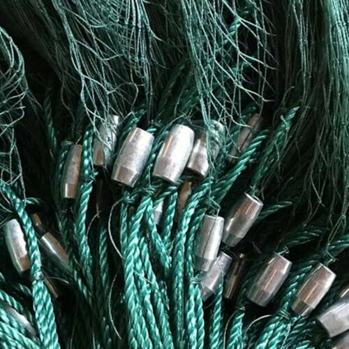 Large Fishing Gill Net - Handmade Nylon Beach Seine Drag Net with PVC Foam Floats & Lead Sinkers | Durable Bait Fish Mesh for Saltwater & Freshwater Fishing | Perfect for Beach, Shore & Boat Fishing