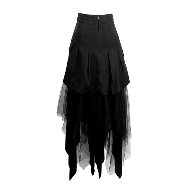 Asymmetrical Patchwork Mesh Skirt for Women - High Waist Plus Size Fashion Skirt | Spring Summer Boho Style Skirt for Casual Outings, Beach Vacations & Date Nights