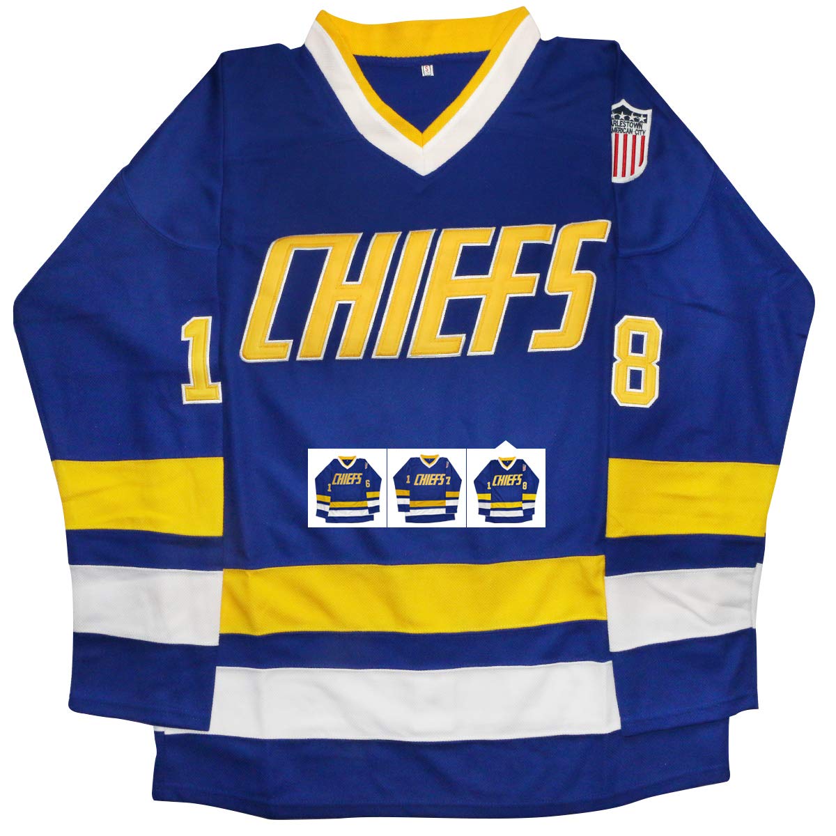 Charlestown Chiefs Hanson Brothers Jersey 16, 17, 18 - Official Slap Shot Movie Replica Hockey Jersey for Fans & Collectors - Perfect for Cosplay, Game Day & Sports Memorabilia Displays