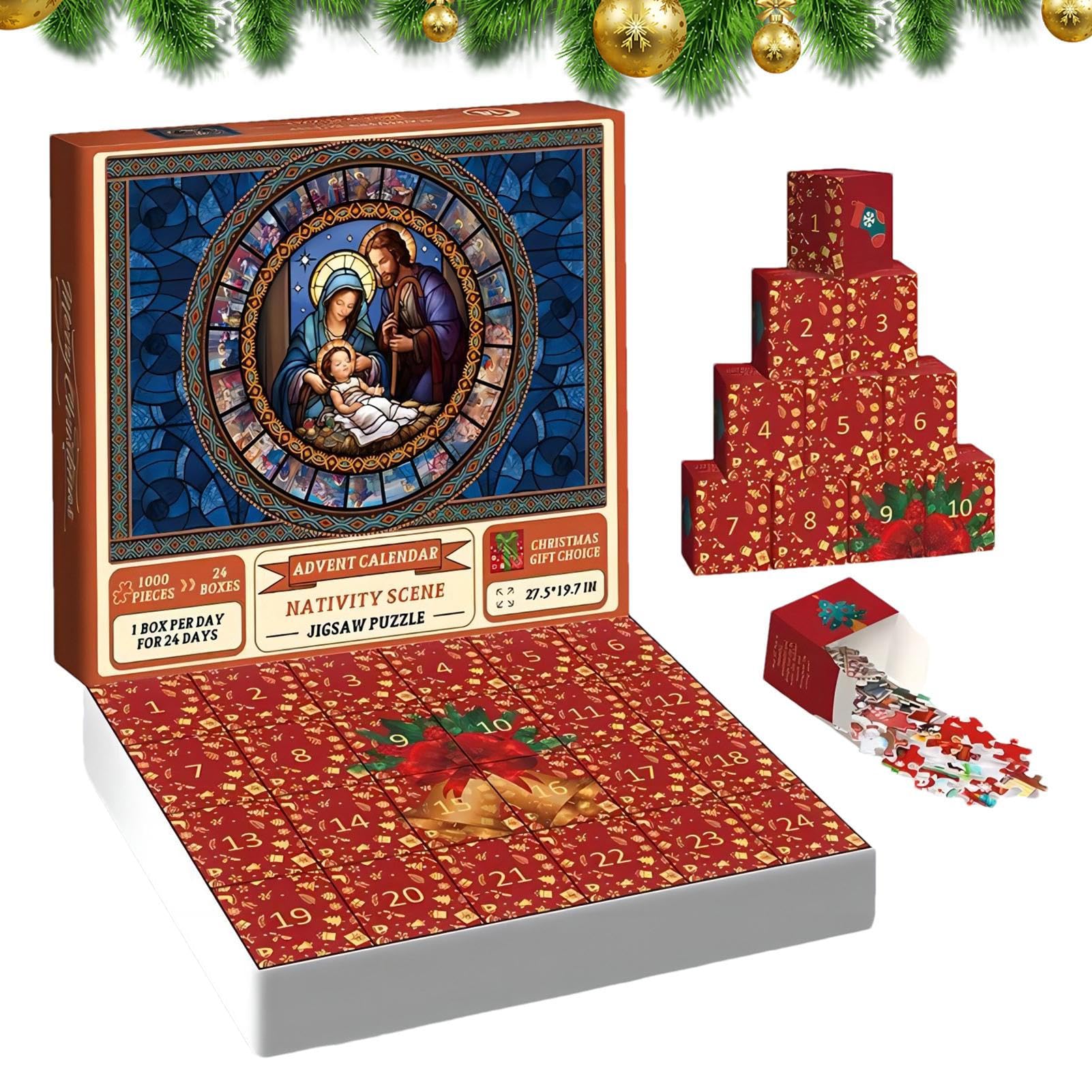 2023 Nativity Advent Calendar Puzzle - 24 Days Christmas Countdown with Nativity Scene - Fun Holiday Puzzle for Adults & Kids | Perfect for Family Bonding & Christmas Decorations
