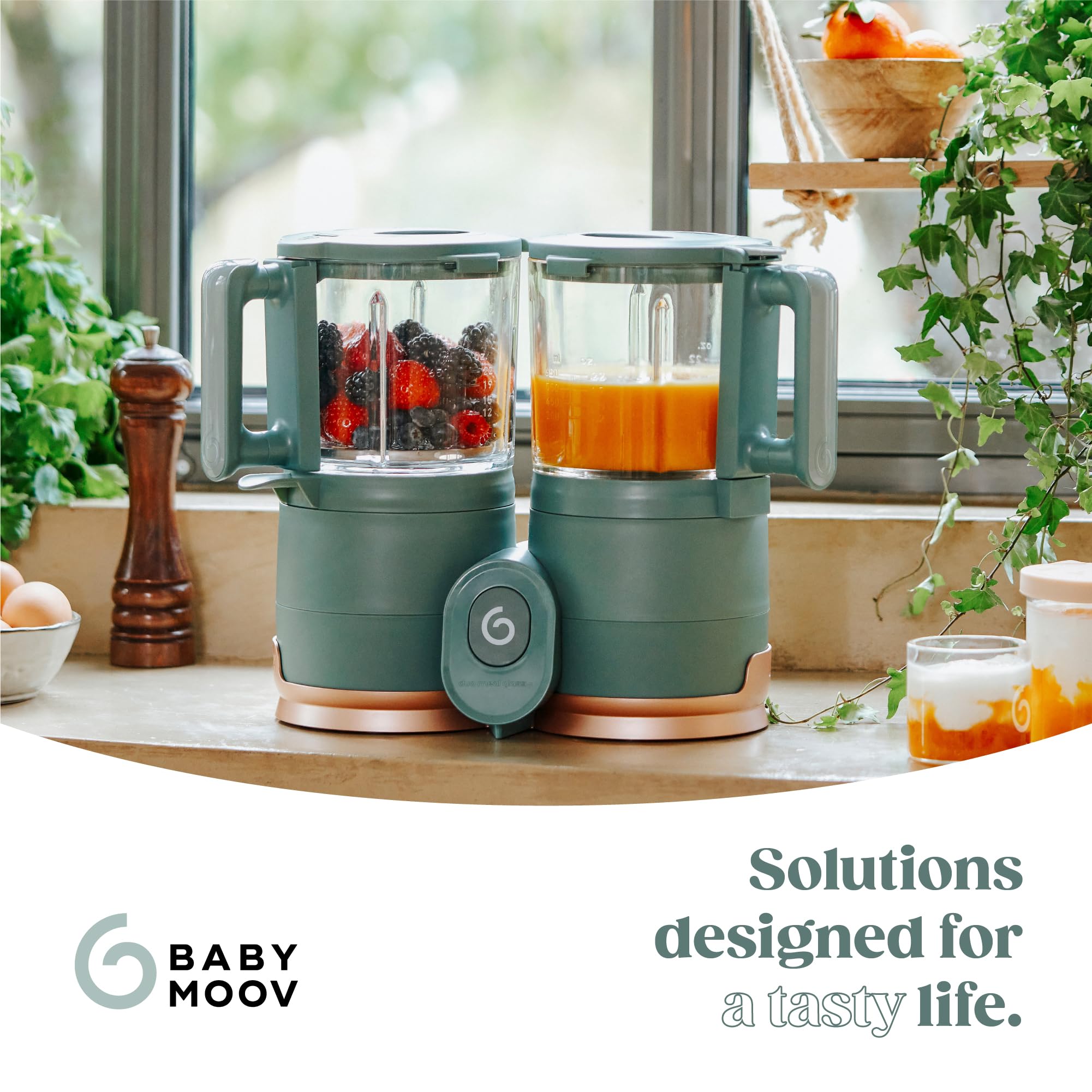 **Babymoov Duo Meal Glass Exclusive Bundle - Eco-Friendly Baby Food Maker with Non-Toxic Glass Steamer & Blender, Stainless Steel Basket, XL Capacity (Set of 4 Glass Containers Included) - Perfect for Homemade Baby Puree & Healthy Toddler Meals**