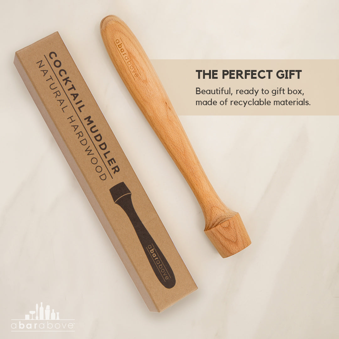 Premium Natural Hardwood Extra Long Cocktail Muddler - Bar Tool for Mixing Mojitos, Old Fashioned & Craft Cocktails - Perfect for Home Bartenders & Professional Bars