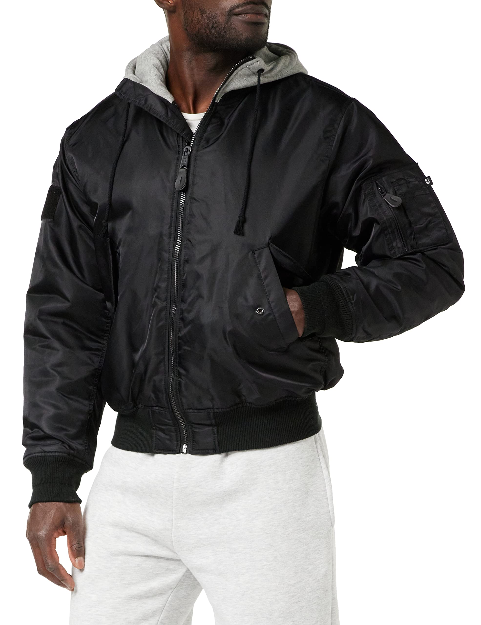 Brandit Men's MA-1 Hooded Bomber Jacket - Lightweight Waterproof Flight Jacket for Men | Stylish Streetwear & Urban Outdoor Wear | Perfect for Casual, Travel & Winter Fashion