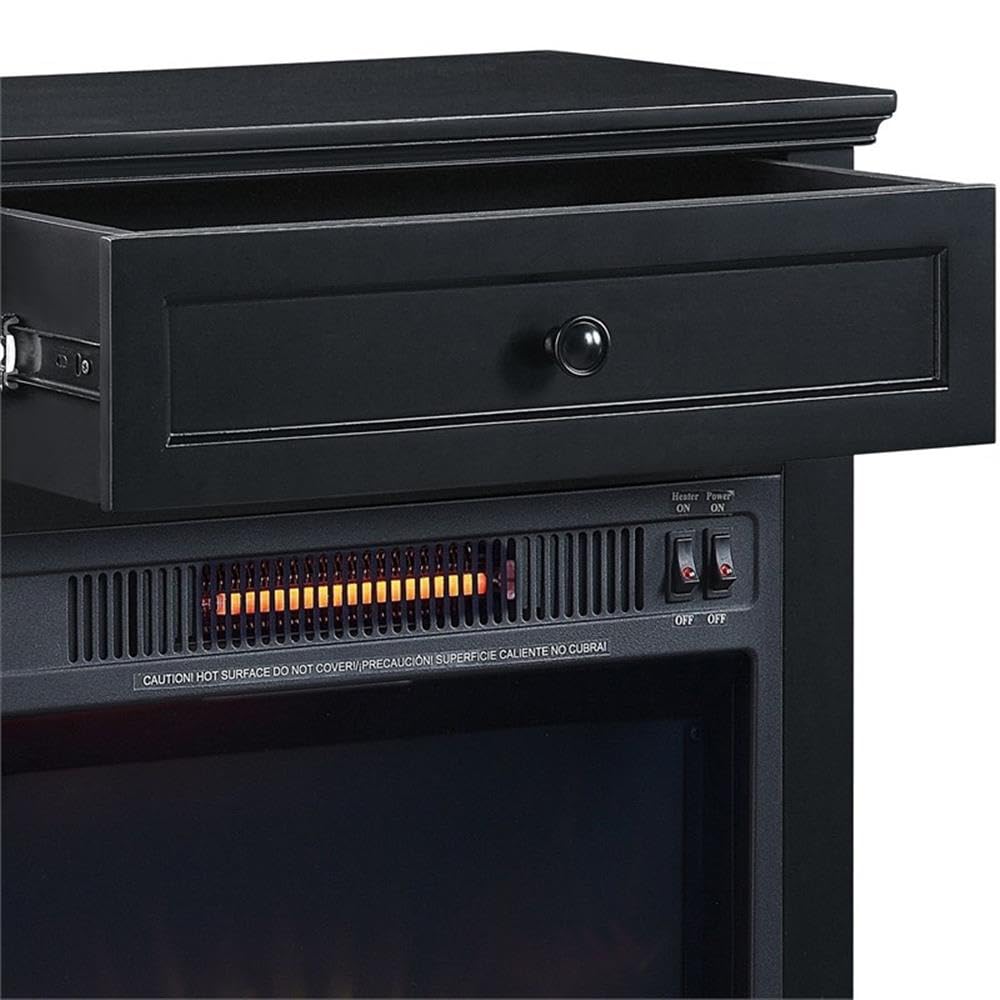 Acme Eirene Black Wooden 1-Drawer Fireplace - Perfect for Living Room, Bedroom & Office Decor