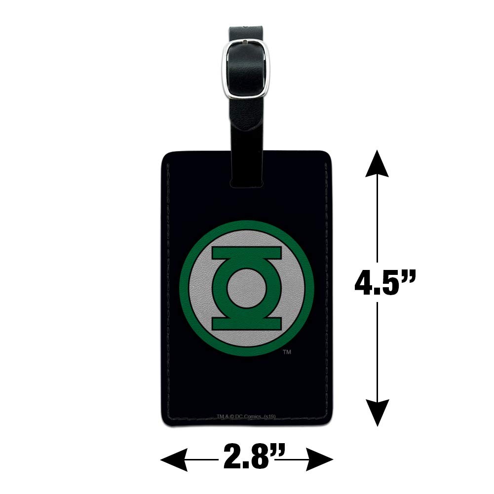 Green Lantern Logo Rectangle Leather Luggage Tag - Durable Suitcase ID Card Holder for Carry-On Bags - Perfect for Travel, Business Trips & Vacation Identification