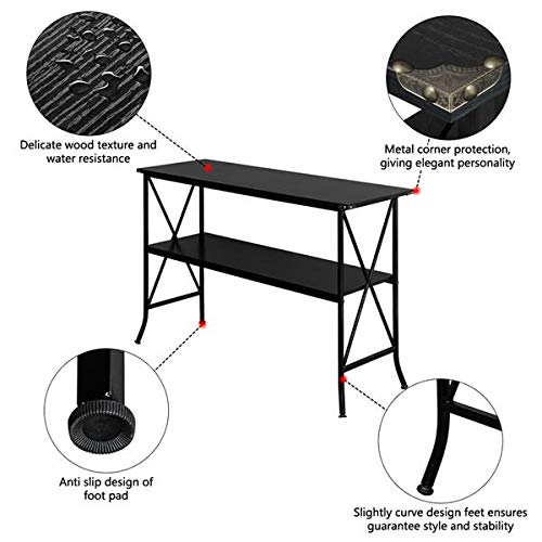 French Country Industrial Console Table with 2 Mesh Shelves - Rustic Iron Hallway Sofa Table, Narrow Sideboard for Living Room & Corridor | Perfect for Entryway Decor, Farmhouse Style Home, Small Space Furniture Solution