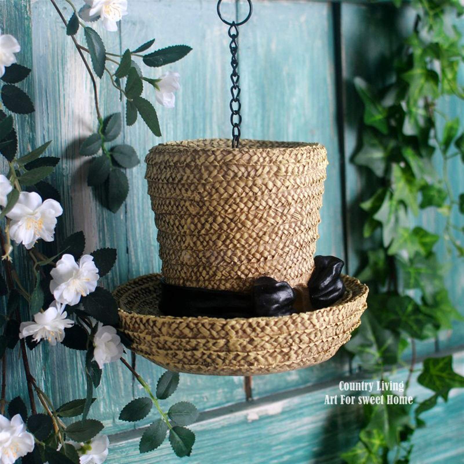 Handwoven Resin Straw Bird Feeder - Eco-Friendly Hanging Birdhouse for Hummingbirds & Small Birds | Perfect for Garden, Patio, and Outdoor Decoration