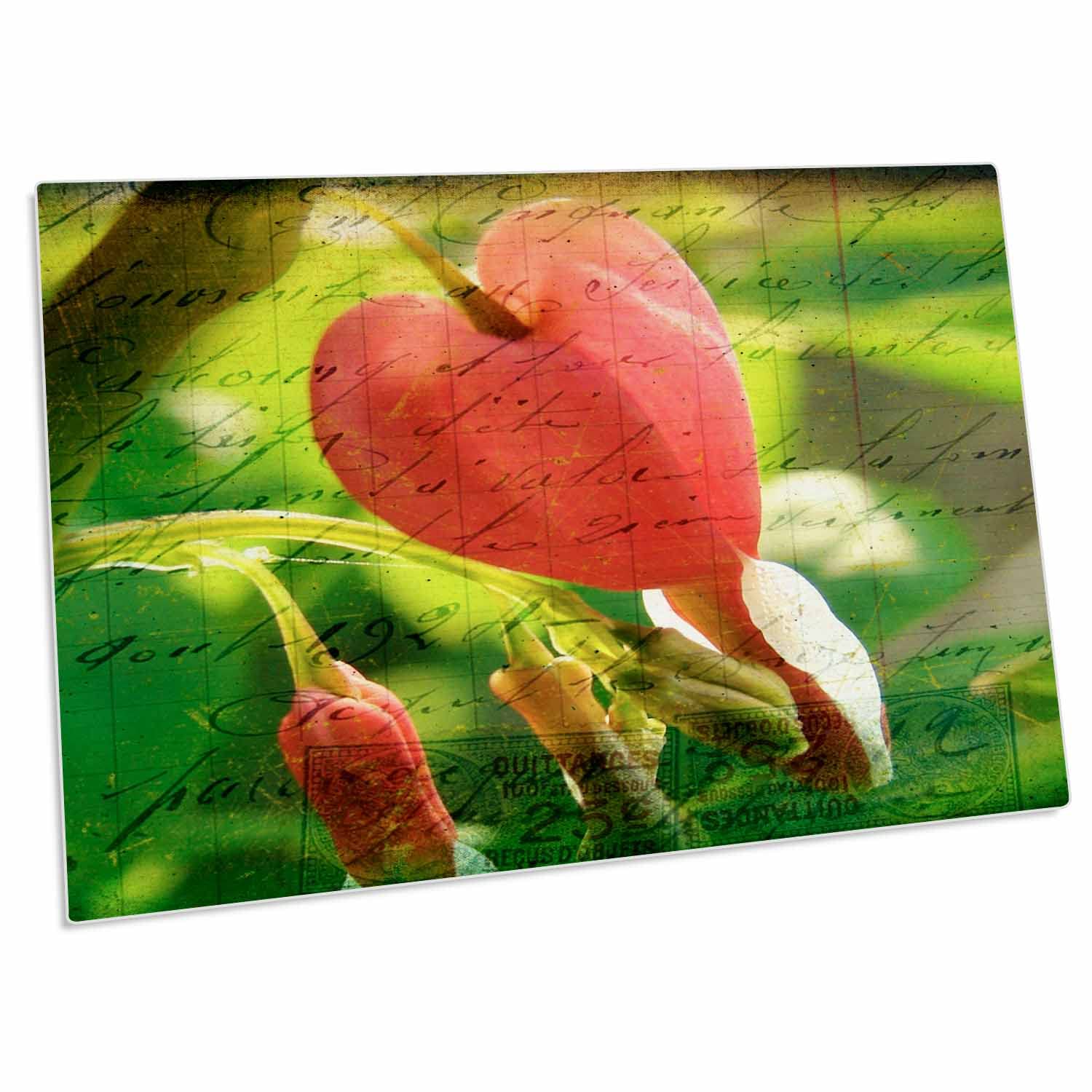 3D Rose Bleeding Hearts Photography with Textures - Non-Slip Desk Pad Place Mats Set of 4, 12x18 Inches (dpd-11407-1) - Perfect for Dining Table, Office Desk, and Home Decor
