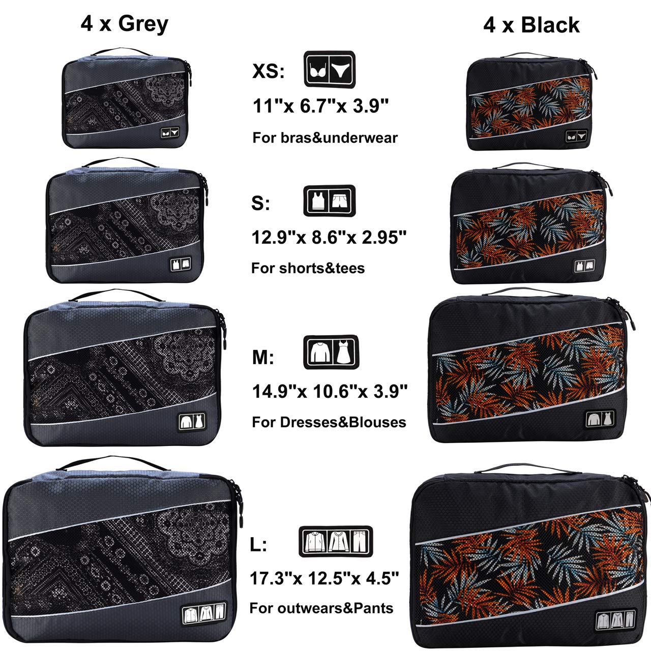 Durable Packing Cubes for Luggage - 6-Piece Travel Organizer Set with Clothing Labels | Perfect for Suitcase, Backpack & Carry-On Organization | Ideal for Business Trips, Vacations & Weekend Getaways