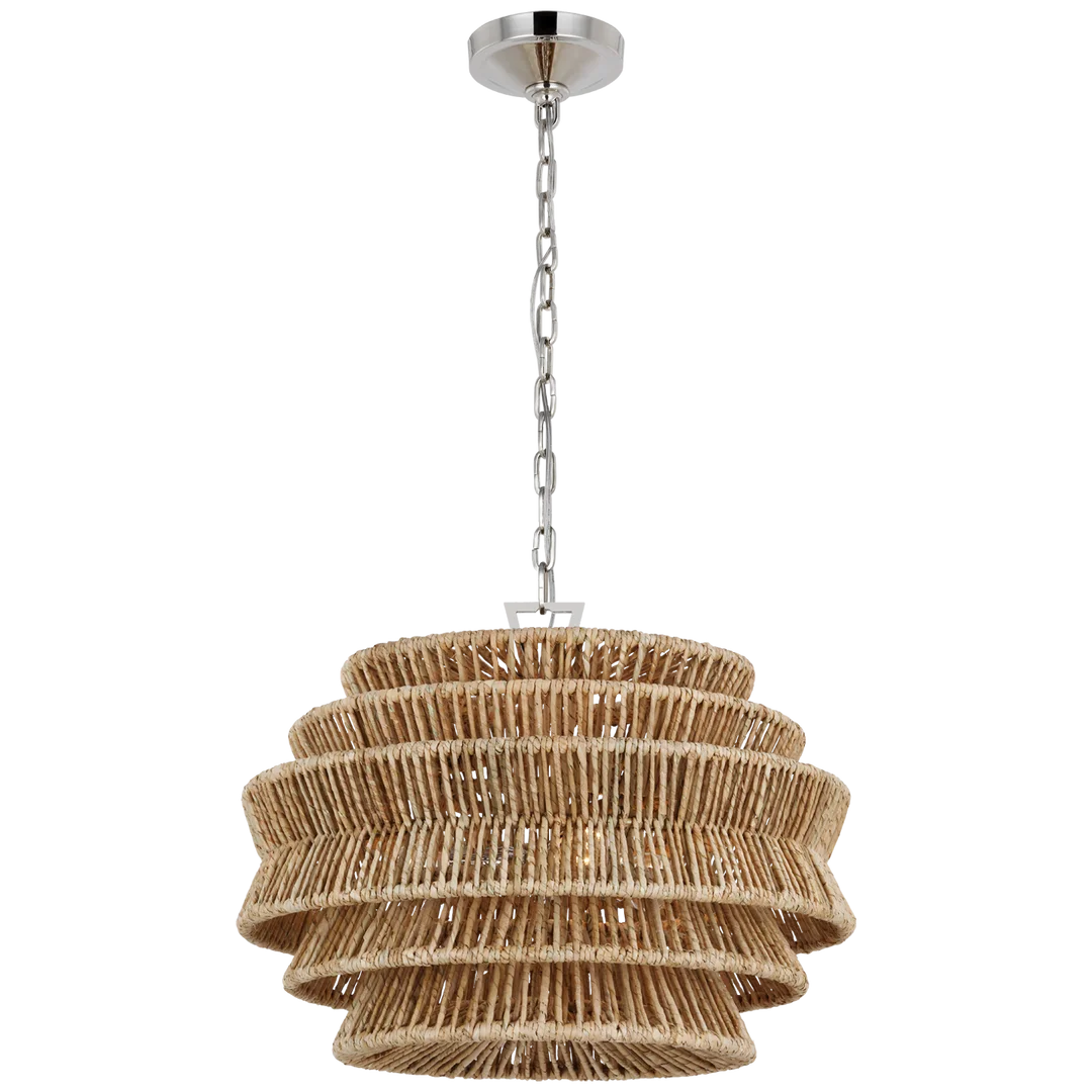 Anza Drum Chandelier - Modern Round Fabric Pendant Light Fixture for Dining Room, Bedroom & Living Room Decor