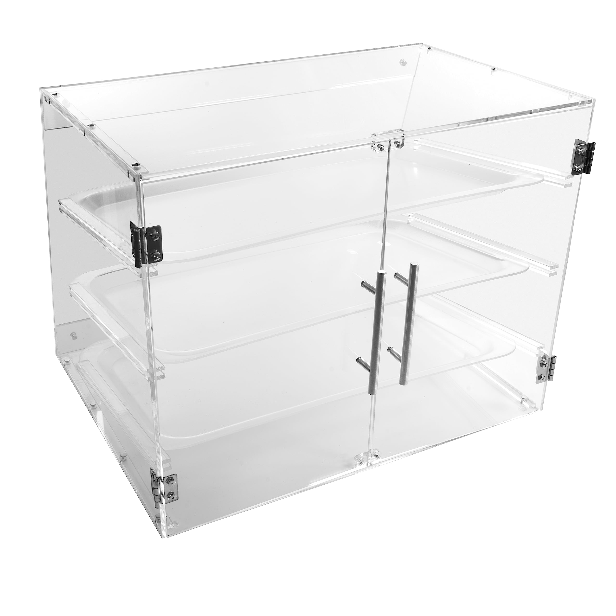 3-Tier Commercial Bakery Display Case with Rear Door - Countertop Pastry Showcase for Cookies, Cakes & Baked Goods - Includes Serving Tongs & Dough Scraper - Perfect for Bakeries, Cafés & Dessert Shops
